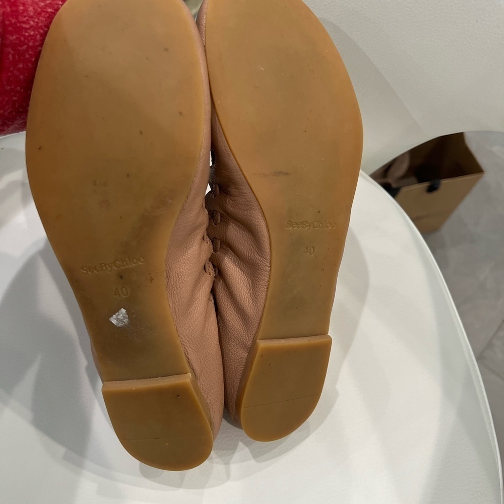 SEE BY CHLOE JANE SCALLOPED BALLET FLAT NUDE Size 40 - Picture 8 of 13